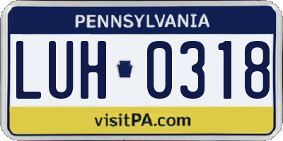 PA license plate LUH0318