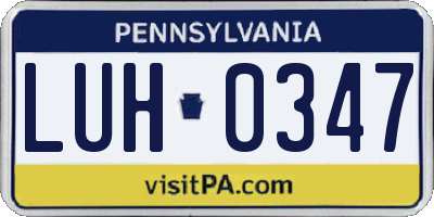 PA license plate LUH0347