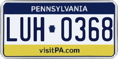 PA license plate LUH0368