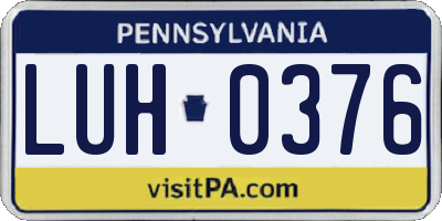 PA license plate LUH0376