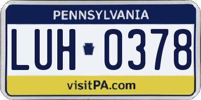 PA license plate LUH0378
