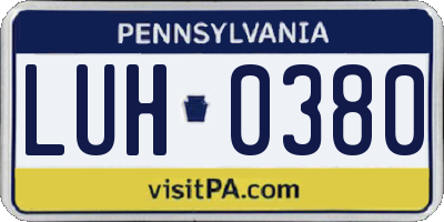 PA license plate LUH0380