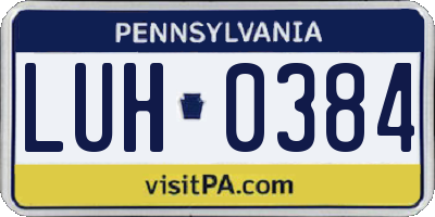 PA license plate LUH0384