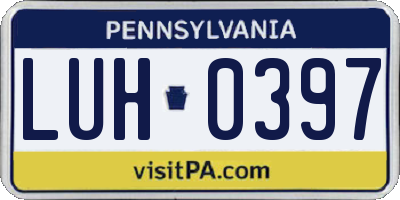 PA license plate LUH0397