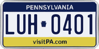 PA license plate LUH0401