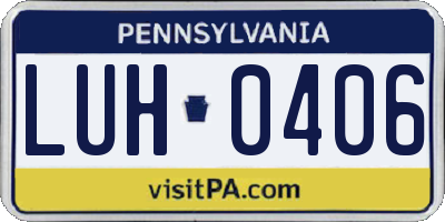 PA license plate LUH0406