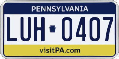 PA license plate LUH0407