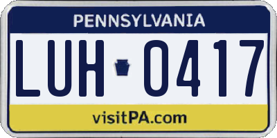 PA license plate LUH0417