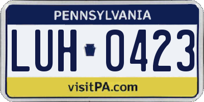 PA license plate LUH0423