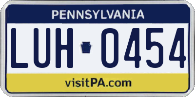 PA license plate LUH0454