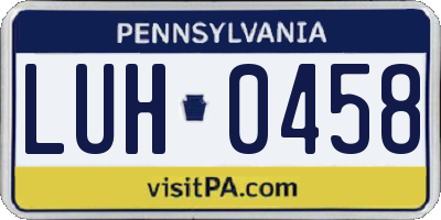 PA license plate LUH0458