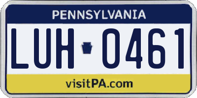 PA license plate LUH0461