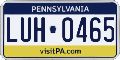 PA license plate LUH0465