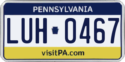 PA license plate LUH0467