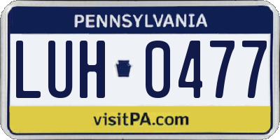 PA license plate LUH0477