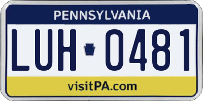 PA license plate LUH0481