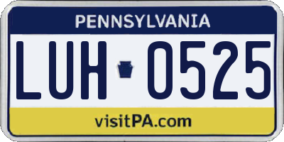 PA license plate LUH0525