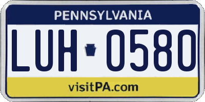 PA license plate LUH0580