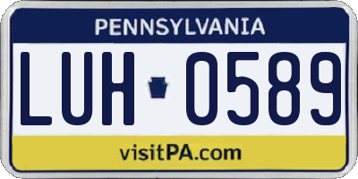 PA license plate LUH0589