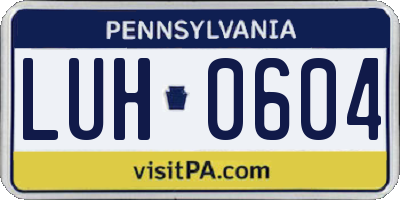PA license plate LUH0604