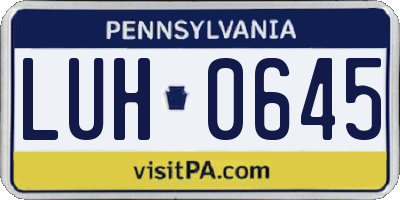 PA license plate LUH0645