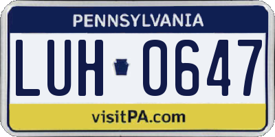 PA license plate LUH0647