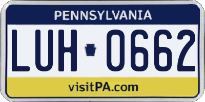 PA license plate LUH0662