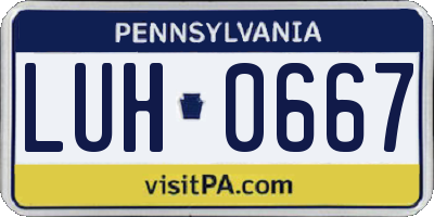 PA license plate LUH0667