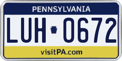 PA license plate LUH0672