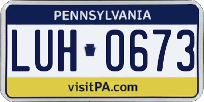 PA license plate LUH0673