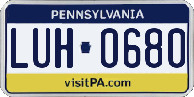 PA license plate LUH0680
