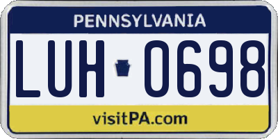 PA license plate LUH0698