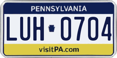 PA license plate LUH0704