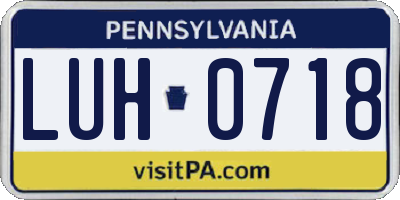 PA license plate LUH0718