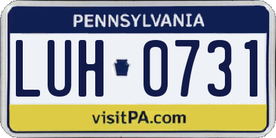 PA license plate LUH0731