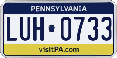 PA license plate LUH0733