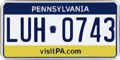 PA license plate LUH0743