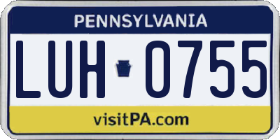 PA license plate LUH0755