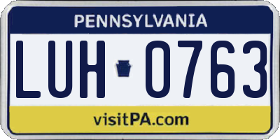 PA license plate LUH0763
