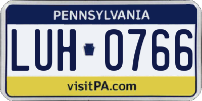 PA license plate LUH0766