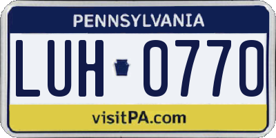 PA license plate LUH0770