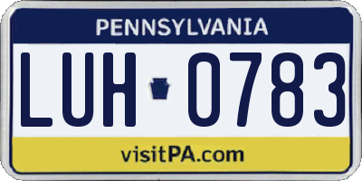 PA license plate LUH0783