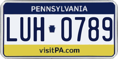 PA license plate LUH0789