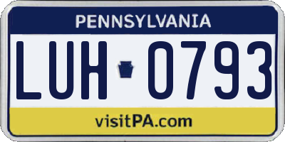 PA license plate LUH0793