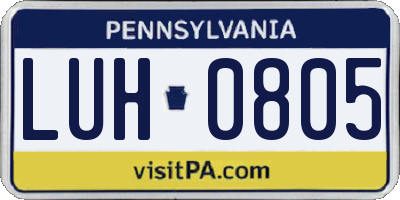 PA license plate LUH0805