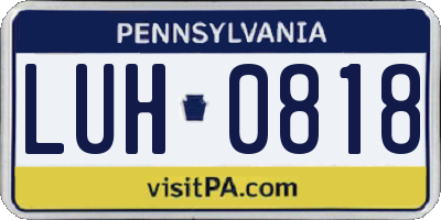 PA license plate LUH0818