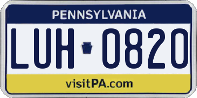 PA license plate LUH0820