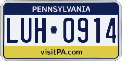 PA license plate LUH0914