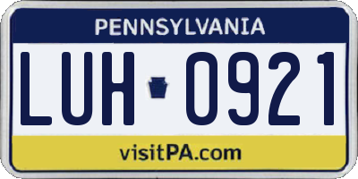 PA license plate LUH0921