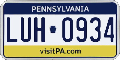 PA license plate LUH0934
